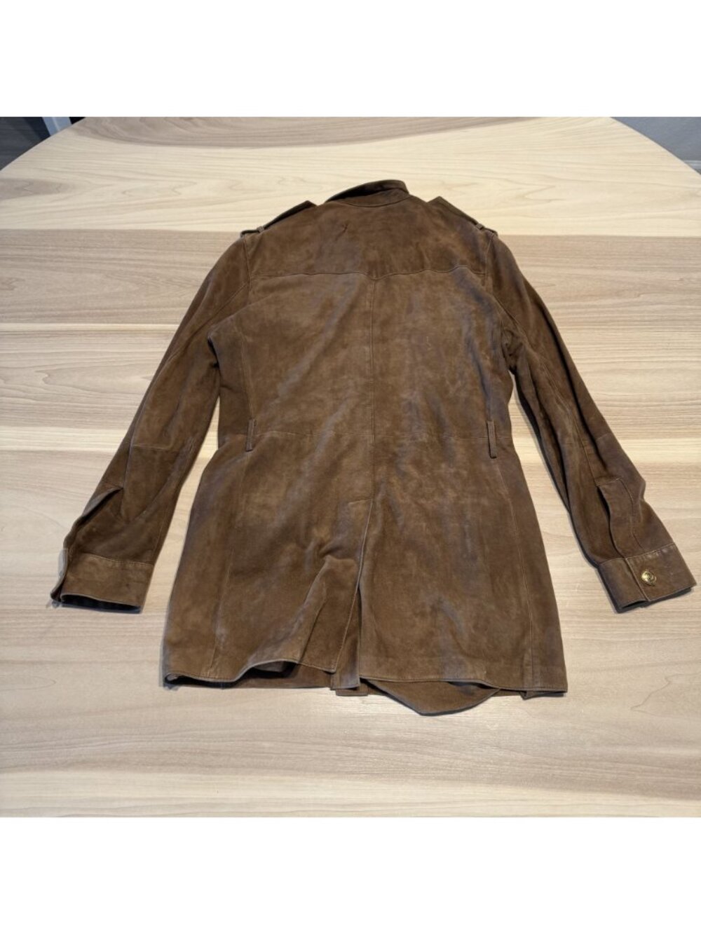 Rena Lange Jeans Brown Leather Suede Button Front Jacket Women's Size S/M - Picture 2 of 8